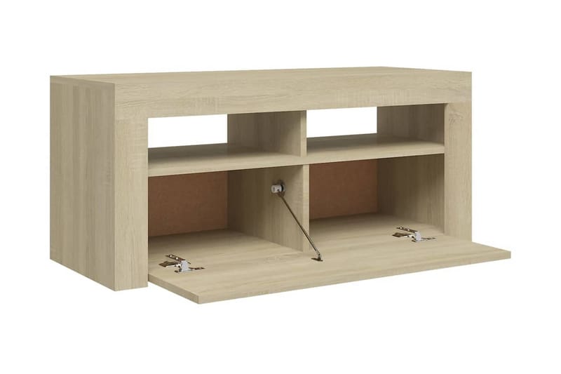 TV-bänk med LED-belysning sonoma-ek 90x35x40 cm - Brun - Möbler - Tv möbel & mediamöbel - TV bänk & mediabänk