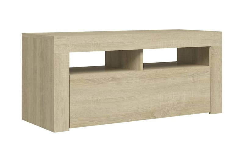 TV-bänk med LED-belysning sonoma-ek 90x35x40 cm - Brun - Möbler - Tv möbel & mediamöbel - TV bänk & mediabänk