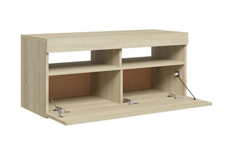 TV-bänk med LED-belysning sonoma-ek 90x35x40 cm - Brun - Möbler - Tv möbel & mediamöbel - TV bänk & mediabänk