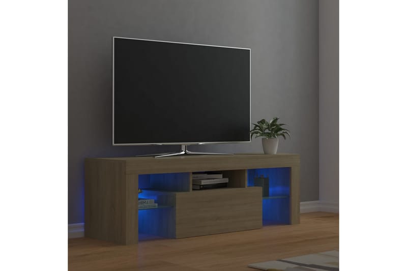 TV-bänk med LED-belysning sonomaek 120x35x40 cm - Brun - TV bänk & mediabänk