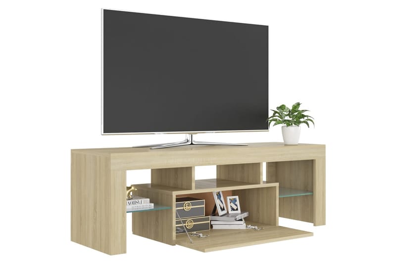 TV-bänk med LED-belysning sonomaek 120x35x40 cm - Brun - TV bänk & mediabänk