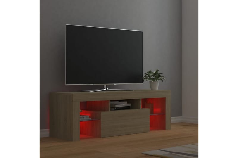 TV-b�änk med LED-belysning sonomaek 120x35x40 cm - Brun - Möbler - Tv möbel & mediamöbel - TV bänk & mediabänk