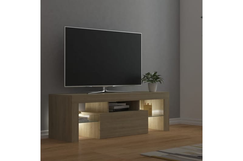 TV-bänk med LED-belysning sonomaek 120x35x40 cm - Brun - TV bänk & mediabänk