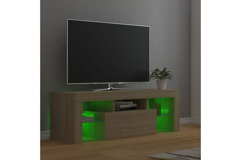 TV-bänk med LED-belysning sonomaek 120x35x40 cm - Brun - TV bänk & mediabänk