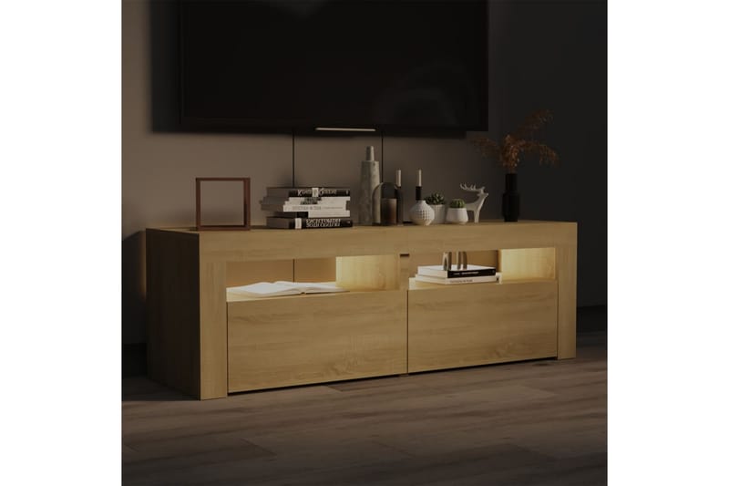 TV-bänk med LED-belysning sonomaek 120x35x40 cm - Brun - Möbler - Tv möbel & mediamöbel - TV bänk & mediabänk