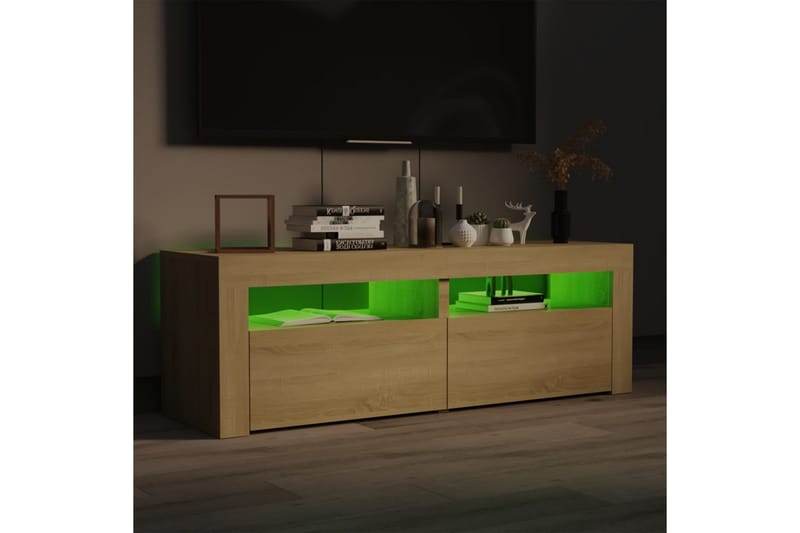 TV-bänk med LED-belysning sonomaek 120x35x40 cm - Brun - Möbler - Tv möbel & mediamöbel - TV bänk & mediabänk