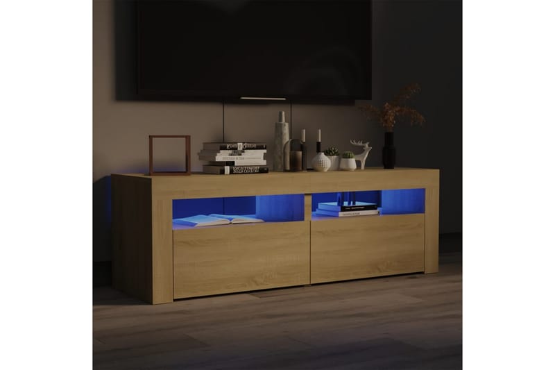 TV-bänk med LED-belysning sonomaek 120x35x40 cm - Brun - Möbler - Tv möbel & mediamöbel - TV bänk & mediabänk