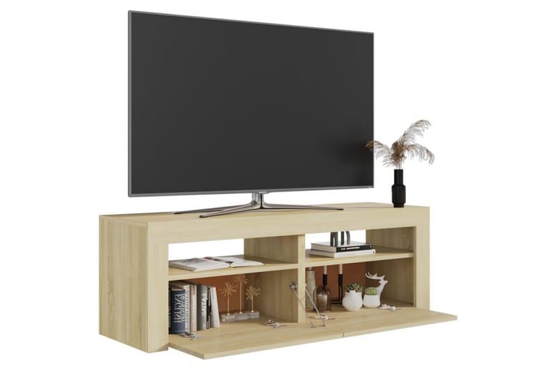 TV-bänk med LED-belysning sonomaek 120x35x40 cm - Brun - TV bänk & mediabänk