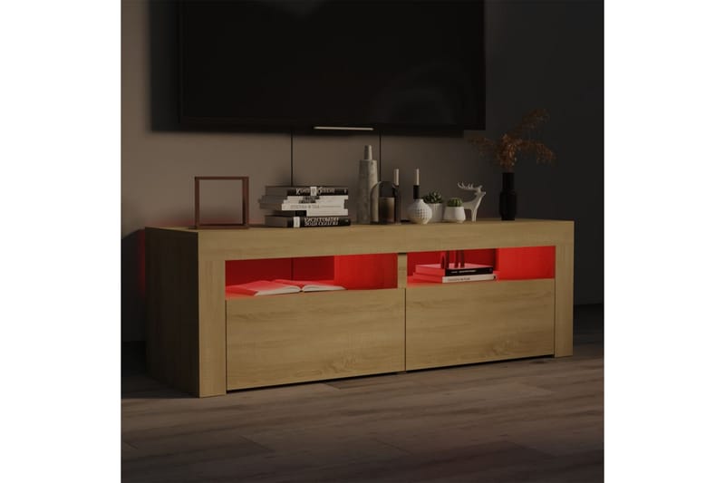 TV-bänk med LED-belysning sonomaek 120x35x40 cm - Brun - Möbler - Tv möbel & mediamöbel - TV bänk & mediabänk