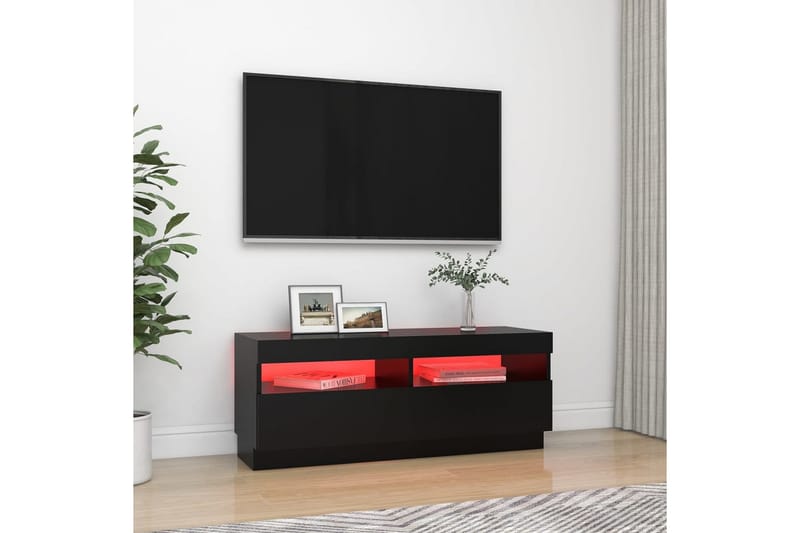 TV-bänk med LED-belysning svart 100x35x40 cm - Svart - TV bänk & mediabänk