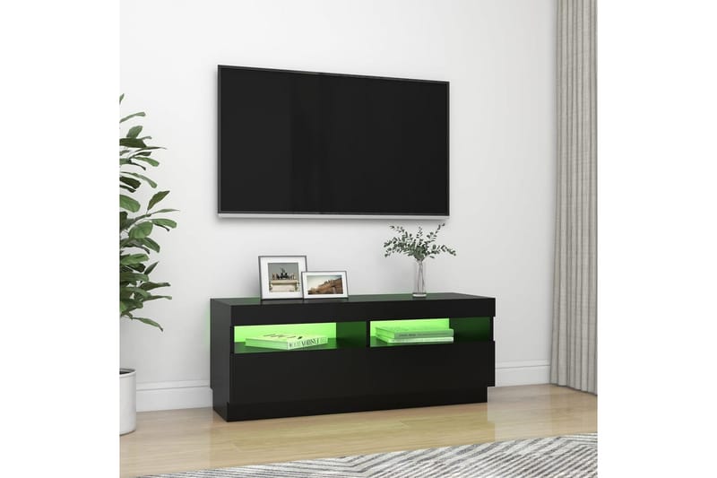 TV-bänk med LED-belysning svart 100x35x40 cm - Svart - Möbler - Tv möbel & mediamöbel - TV bänk & mediabänk