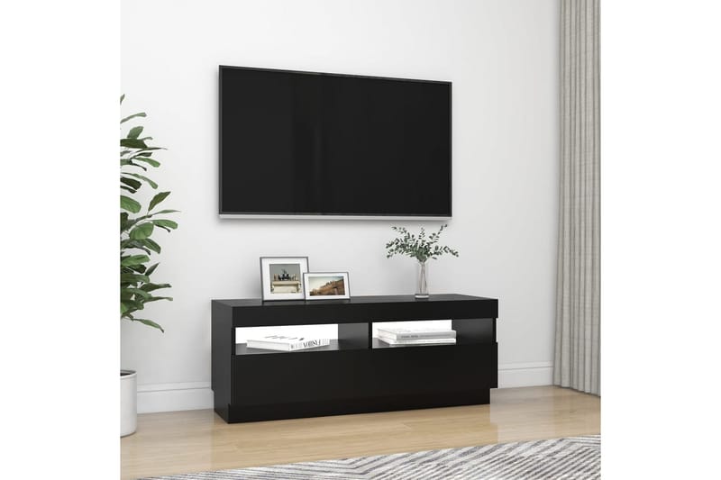 TV-bänk med LED-belysning svart 100x35x40 cm - Svart - Möbler - Tv möbel & mediamöbel - TV bänk & mediabänk