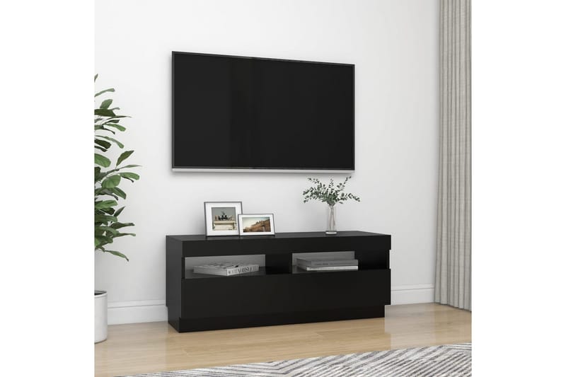 TV-bänk med LED-belysning svart 100x35x40 cm - Svart - Möbler - Tv möbel & mediamöbel - TV bänk & mediabänk