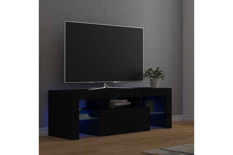 TV-bänk med LED-belysning svart 120x35x40 cm - Svart - TV bänk & mediabänk