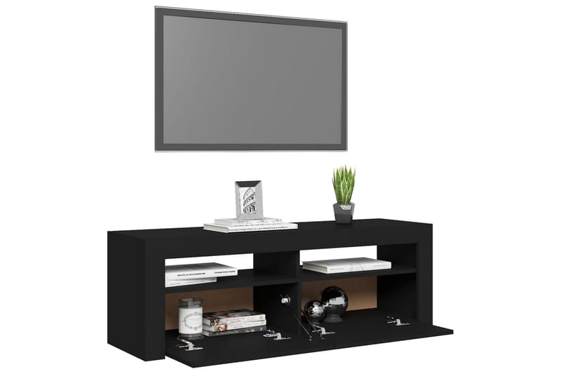 TV-bänk med LED-belysning svart 120x35x40 cm - Svart - Möbler - Tv möbel & mediamöbel - TV bänk & mediabänk