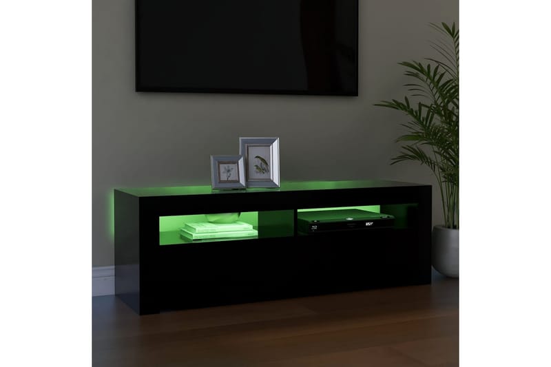 TV-bänk med LED-belysning svart 120x35x40 cm - Svart - TV bänk & mediabänk