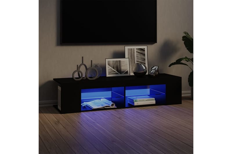TV-bänk med LED-belysning svart 135x39x30 cm - Svart - Möbler - Tv möbel & mediamöbel - TV bänk & mediabänk