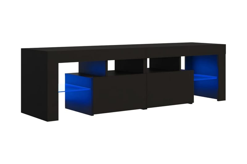 TV-bänk med LED-belysning svart 140x35x40 cm - Svart - TV bänk & mediabänk