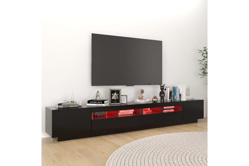 TV-bänk med LED-belysning svart 260x35x40 cm - Svart - TV bänk & mediabänk