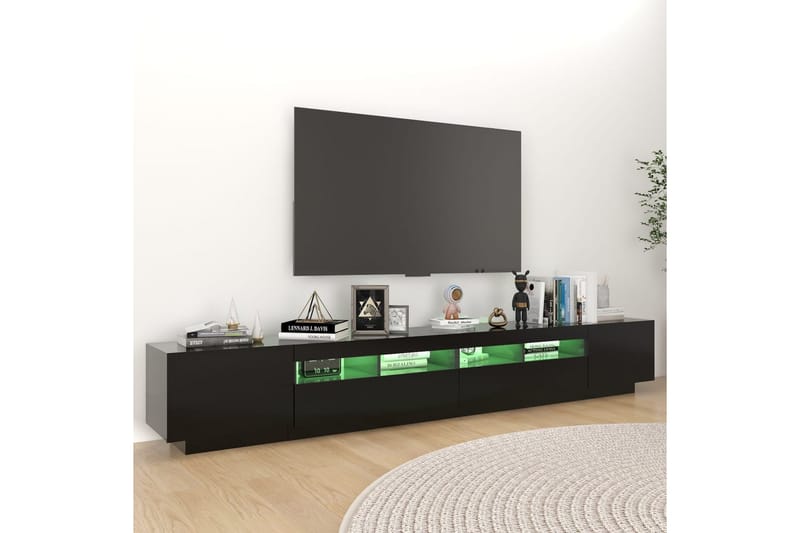 TV-bänk med LED-belysning svart 260x35x40 cm - Svart - TV bänk & mediabänk