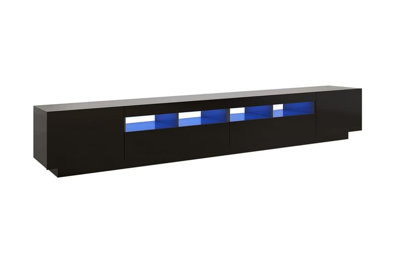 TV-bänk med LED-belysning svart 260x35x40 cm - Svart - TV bänk & mediabänk