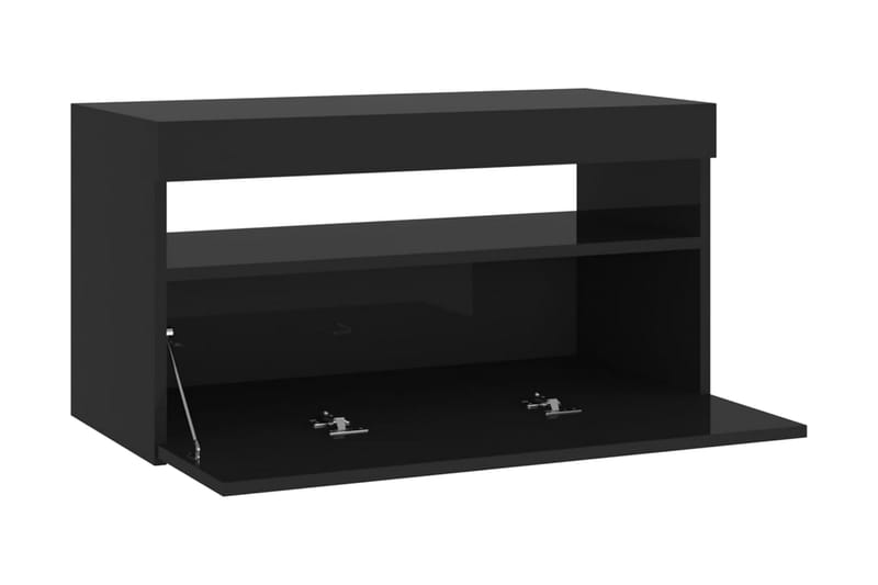 Tv-bänk med LED-belysning svart 75x35x40 cm - Svart - TV bänk & mediabänk