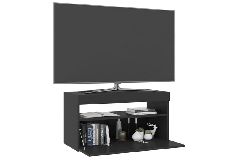 Tv-bänk med LED-belysning svart 75x35x40 cm - Svart - TV bänk & mediabänk
