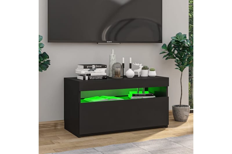 Tv-bänk med LED-belysning svart 75x35x40 cm - Svart - Möbler - Tv möbel & mediamöbel - TV bänk & mediabänk