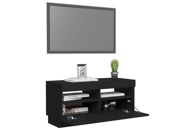 TV-bänk med LED-belysning svart 80x35x40 cm - Svart - TV bänk & mediabänk