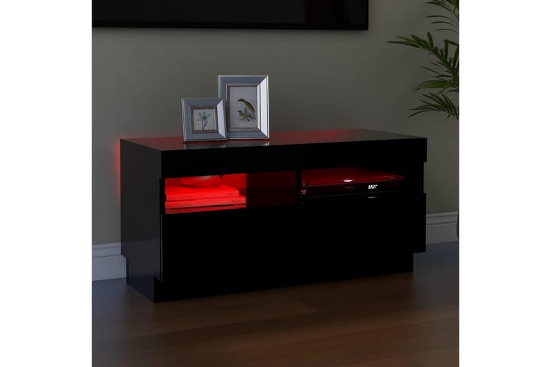 TV-bänk med LED-belysning svart 80x35x40 cm - Svart - TV bänk & mediabänk