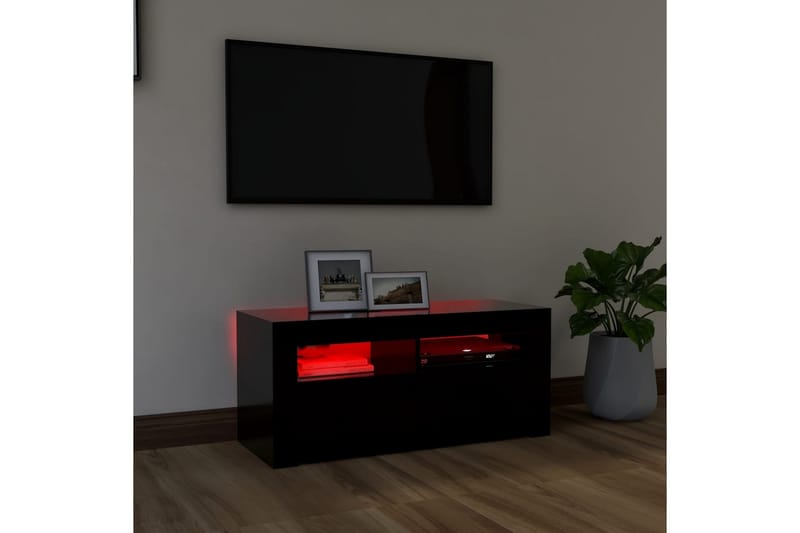TV-bänk med LED-belysning svart 90x35x40 cm - Svart - Möbler - Tv möbel & mediamöbel - TV bänk & mediabänk