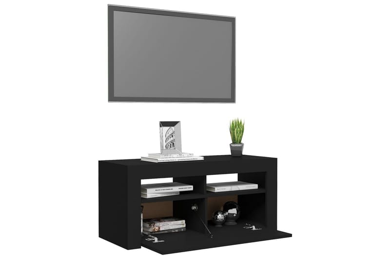 TV-bänk med LED-belysning svart 90x35x40 cm - Svart - TV bänk & mediabänk