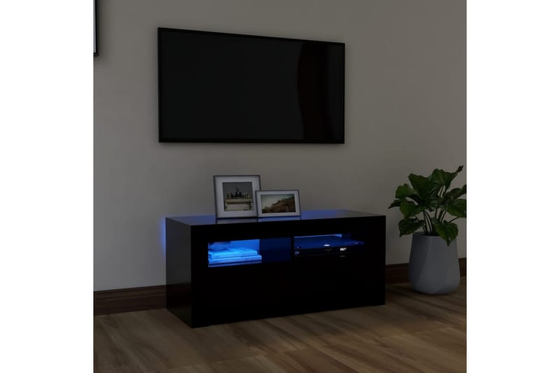 TV-bänk med LED-belysning svart 90x35x40 cm - Svart - Möbler - Tv möbel & mediamöbel - TV bänk & mediabänk