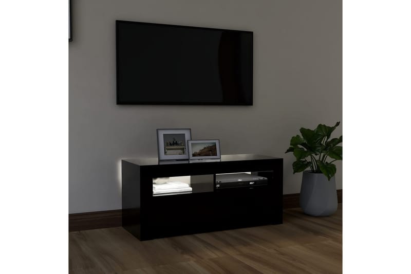 TV-bänk med LED-belysning svart 90x35x40 cm - Svart - Möbler - Tv möbel & mediamöbel - TV bänk & mediabänk