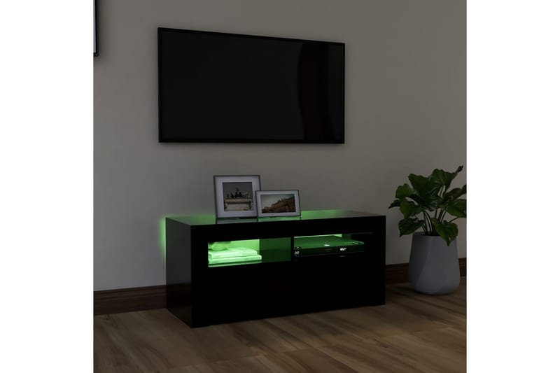 TV-bänk med LED-belysning svart 90x35x40 cm - Svart - Möbler - Tv möbel & mediamöbel - TV bänk & mediabänk