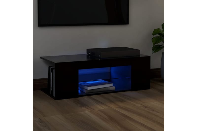 TV-bänk med LED-belysning svart 90x39x30 cm - Svart - Möbler - Tv möbel & mediamöbel - TV bänk & mediabänk