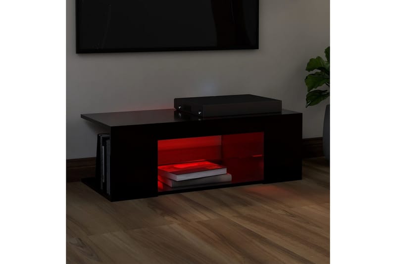TV-bänk med LED-belysning svart 90x39x30 cm - Svart - Möbler - Tv möbel & mediamöbel - TV bänk & mediabänk