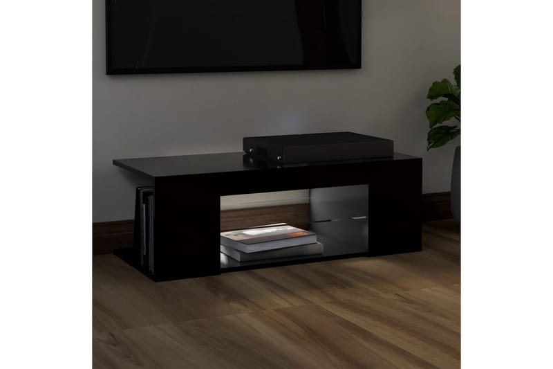 TV-bänk med LED-belysning svart 90x39x30 cm - Svart - Möbler - Tv möbel & mediamöbel - TV bänk & mediabänk