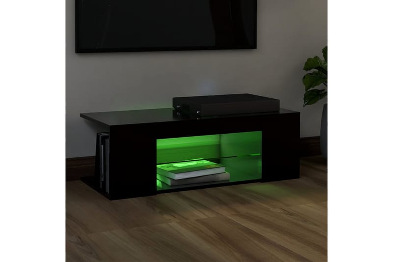 TV-bänk med LED-belysning svart 90x39x30 cm - Svart - Möbler - Tv möbel & mediamöbel - TV bänk & mediabänk