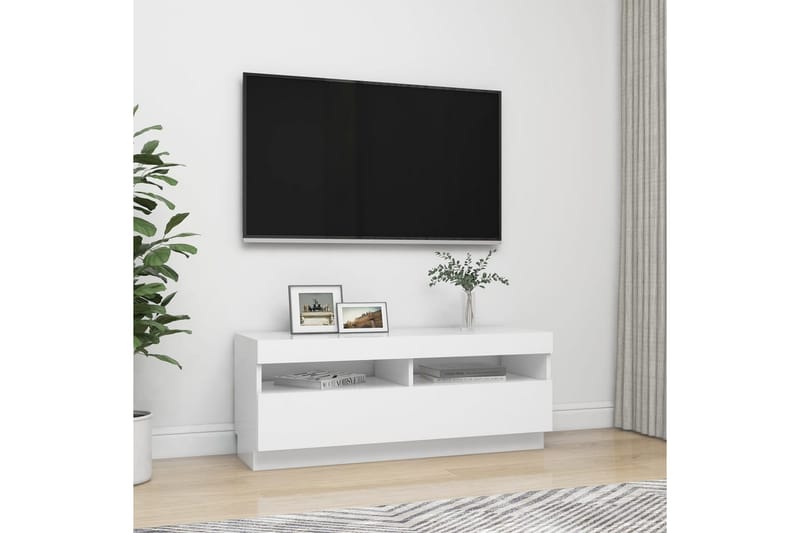 TV-bänk med LED-belysning vit 100x35x40 cm - Vit - Möbler - Tv möbel & mediamöbel - TV bänk & mediabänk
