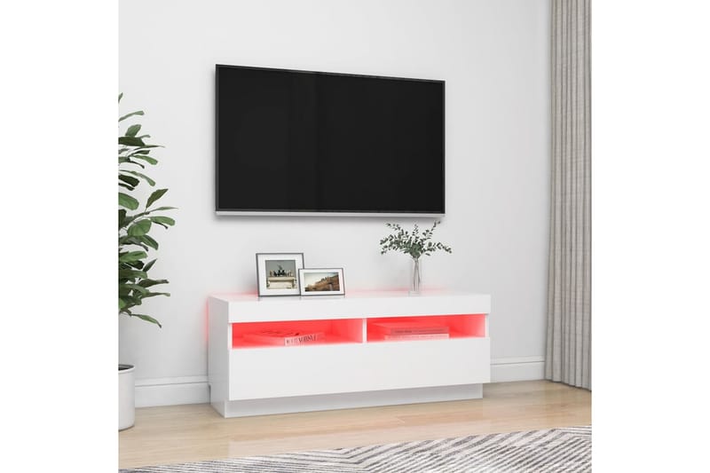 TV-bänk med LED-belysning vit 100x35x40 cm - Vit - Möbler - Tv möbel & mediamöbel - TV bänk & mediabänk