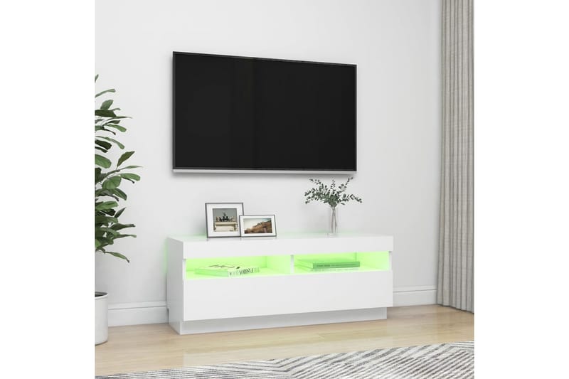 TV-bänk med LED-belysning vit 100x35x40 cm - Vit - Möbler - Tv möbel & mediamöbel - TV bänk & mediabänk