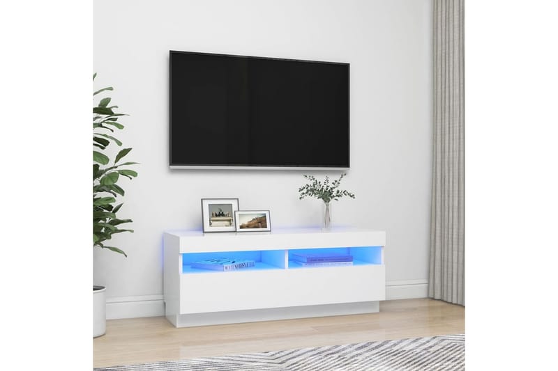 TV-bänk med LED-belysning vit 100x35x40 cm - Vit - Möbler - Tv möbel & mediamöbel - TV bänk & mediabänk