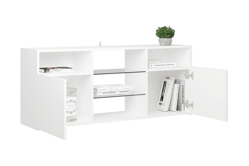 TV-bänk med LED-belysning vit 120x30x50 cm - Vit - Möbler - Tv möbel & mediamöbel - TV bänk & mediabänk