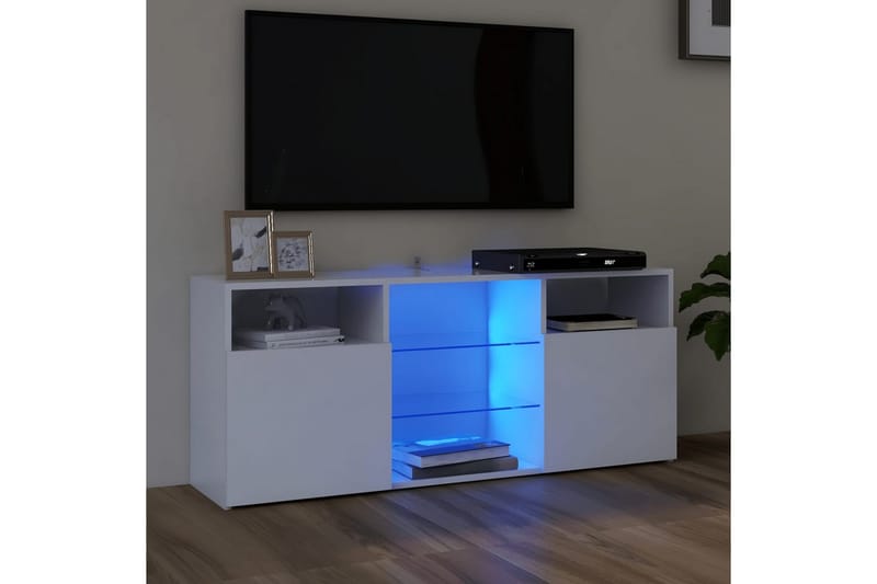 TV-bänk med LED-belysning vit 120x30x50 cm - Vit - TV bänk & mediabänk