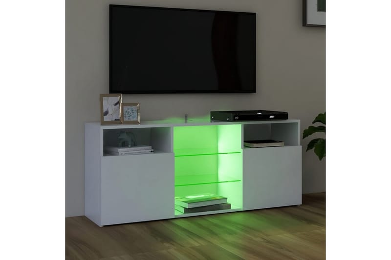 TV-bänk med LED-belysning vit 120x30x50 cm - Vit - TV bänk & mediabänk