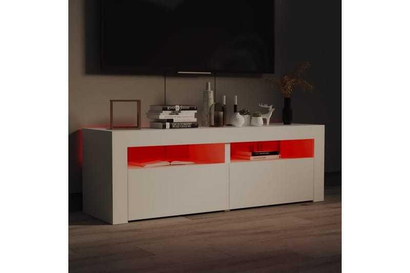 TV-bänk med LED-belysning vit 120x35x40 cm - Vit - Möbler - Tv möbel & mediamöbel - TV bänk & mediabänk