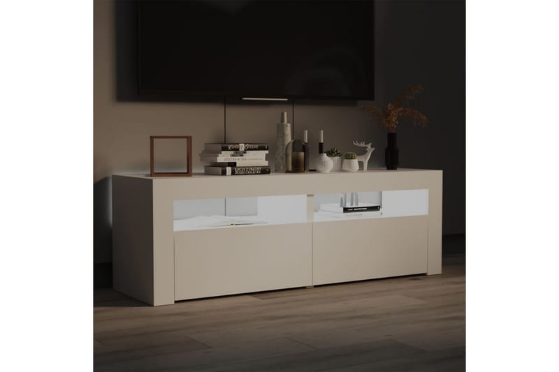 TV-bänk med LED-belysning vit 120x35x40 cm - Vit - Möbler - Tv möbel & mediamöbel - TV bänk & mediabänk