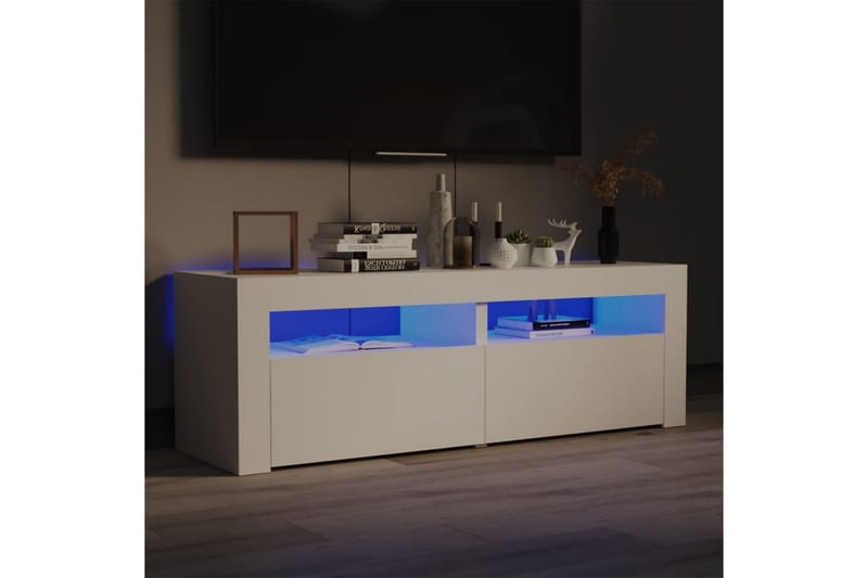 TV-bänk med LED-belysning vit 120x35x40 cm - Vit - Möbler - Tv möbel & mediamöbel - TV bänk & mediabänk