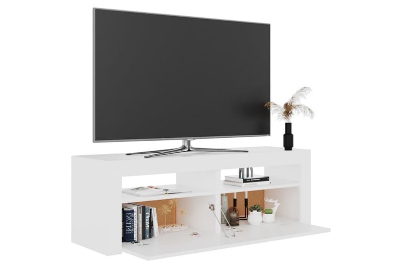 TV-bänk med LED-belysning vit 120x35x40 cm - Vit - Möbler - Tv möbel & mediamöbel - TV bänk & mediabänk
